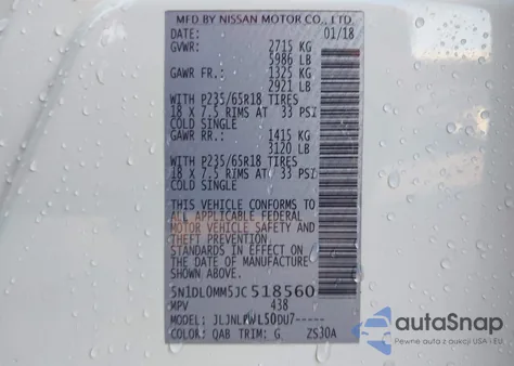 2018 Infiniti Qx60 from USA, damaged, VIN 5N1DL0MM5JC518560